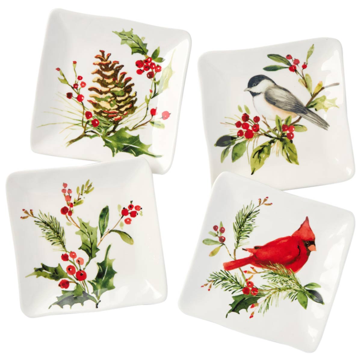 Lodge Holly Canape Plates-Set of 4