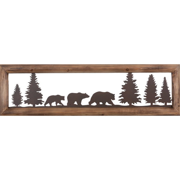 Bear Family Metal & Wood Wall Art