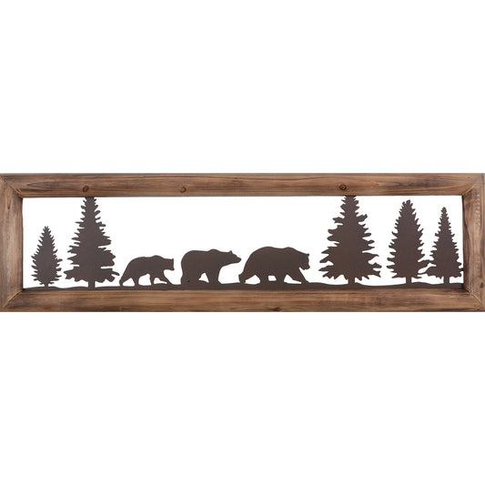 Bear Family Metal & Wood Wall Art
