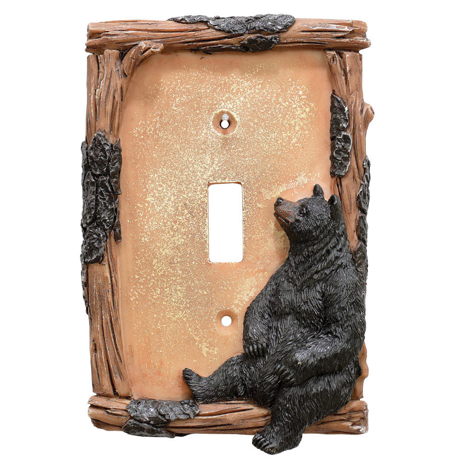 Black Bear & Twig Single Switch Plate