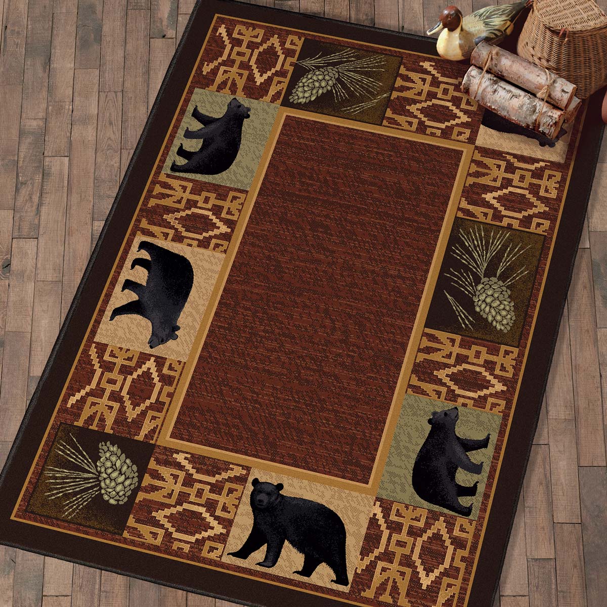 Peaceful Habitat Black Bear Rug - 5 x 8