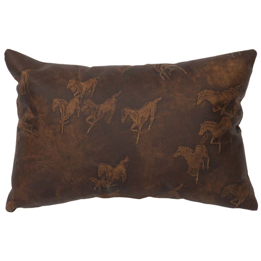 Settler Leather Rectangle Pillow with Fabric Back