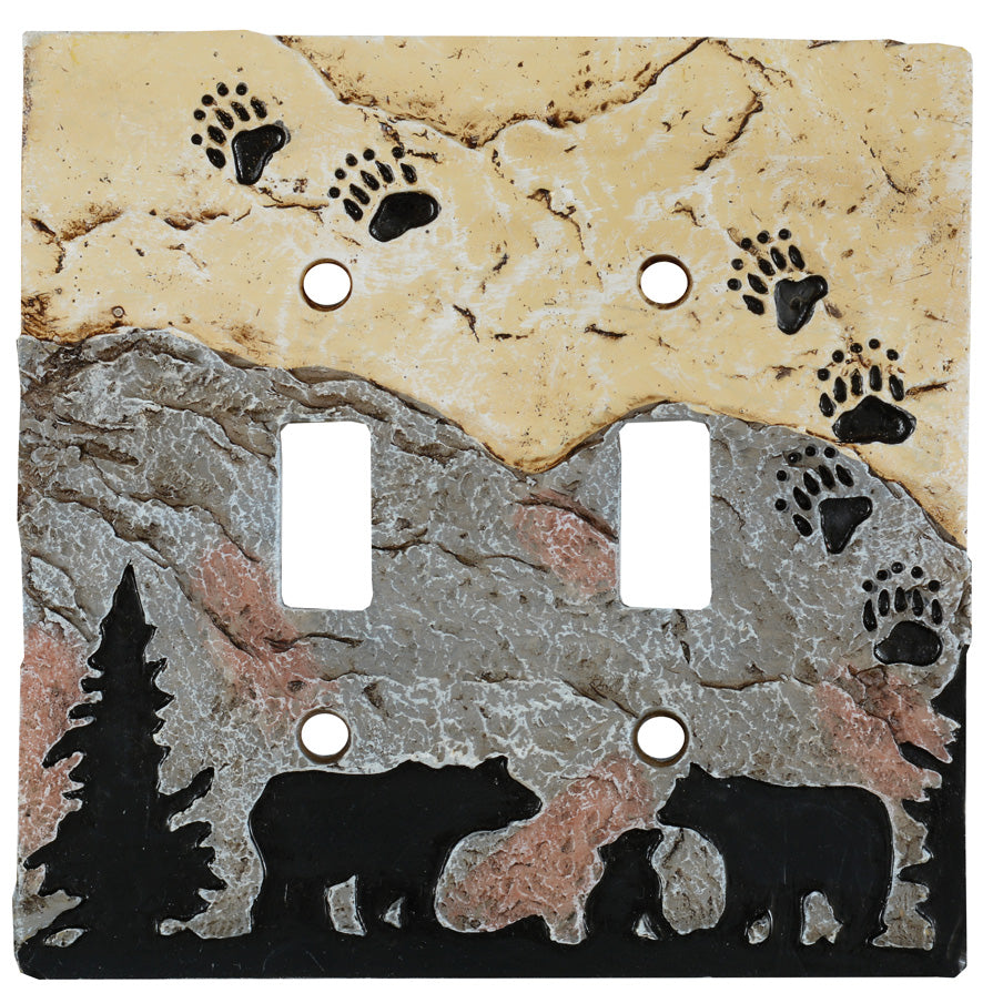 Bear Tracks Stone Double Switch Cover