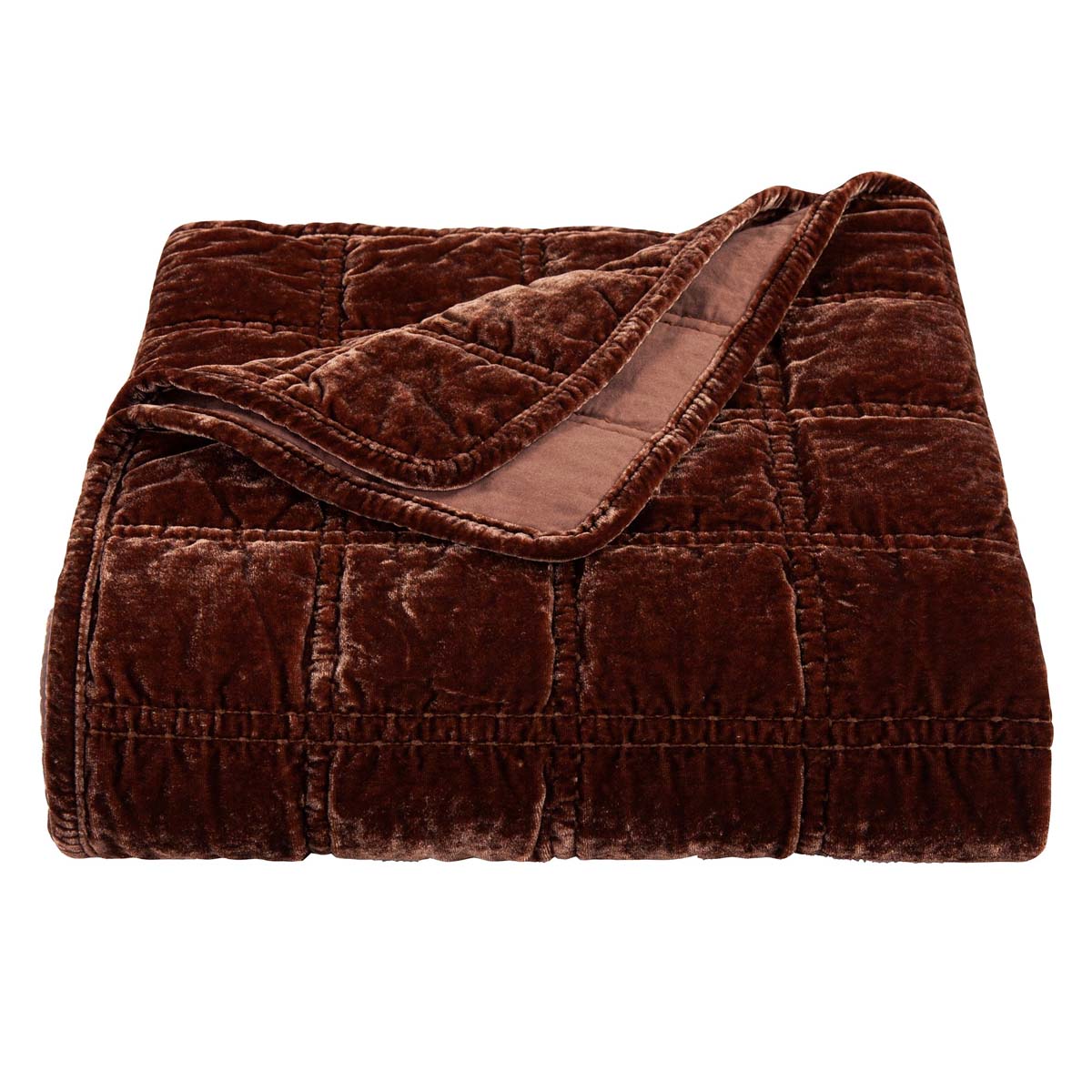 Copper Luxe Velvet Box Stitch Throw