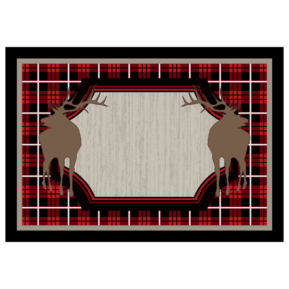 Plaid Elk Rug - 3 x 4