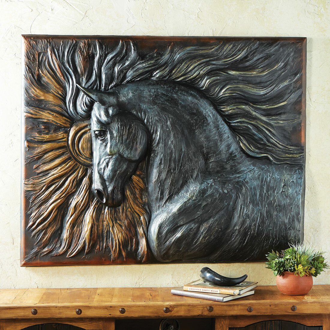 Sunburst Mustang Wall Sculpture