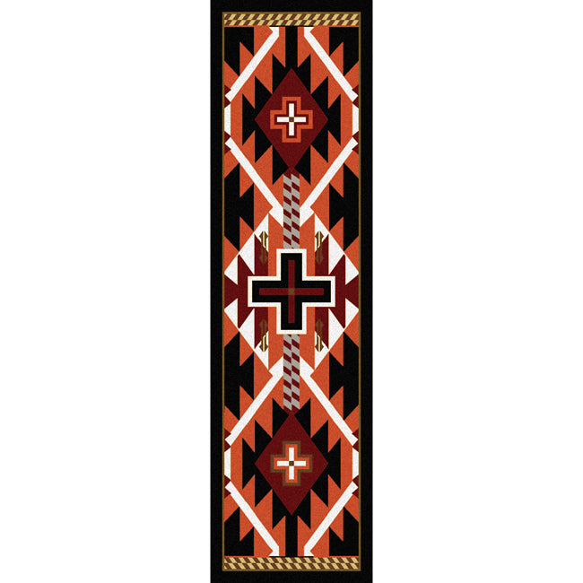 Rustic Cross Black Southwestern Rug - 2 x 8