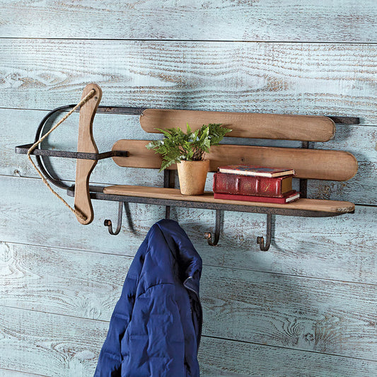 Vintage Style Sleigh Storage Shelf - CLEARANCE