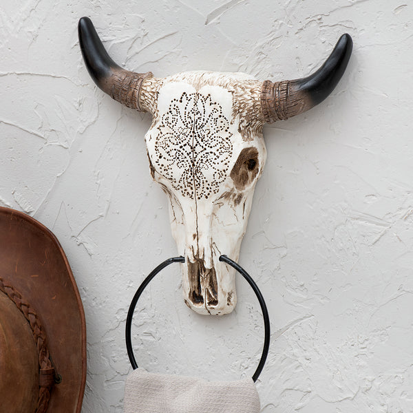 Steer Skull Towel Ring