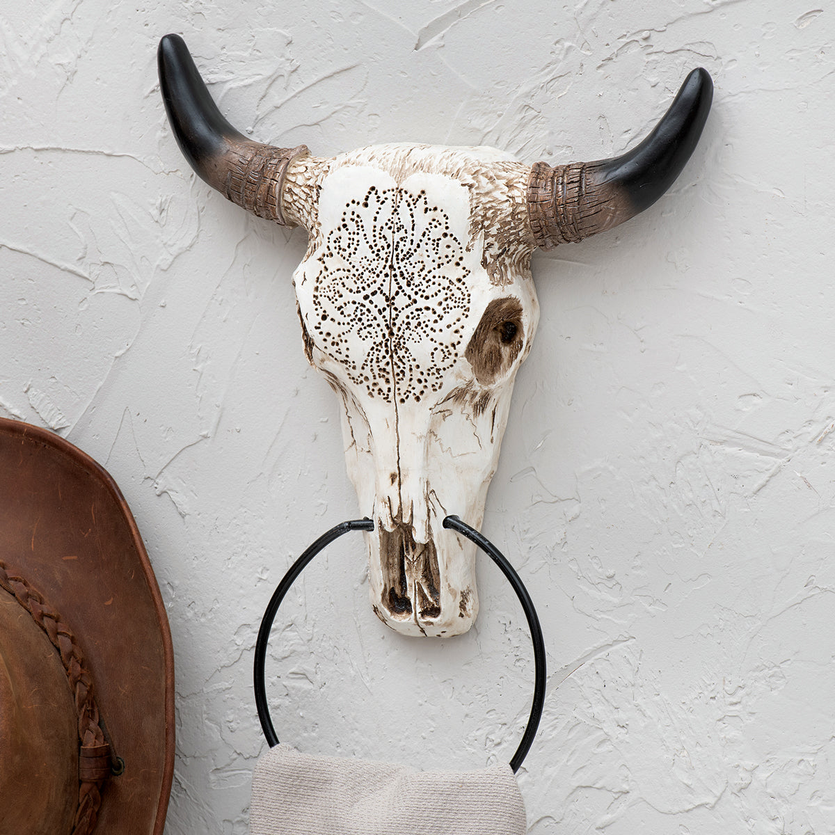 Steer Skull Towel Ring