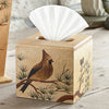 Cardinal Perch Wood Tissue Box