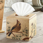 Cardinal Perch Wood Tissue Box