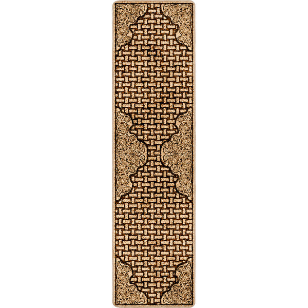 Tooled Leather Scroll & Weave Rug - 2 x 8