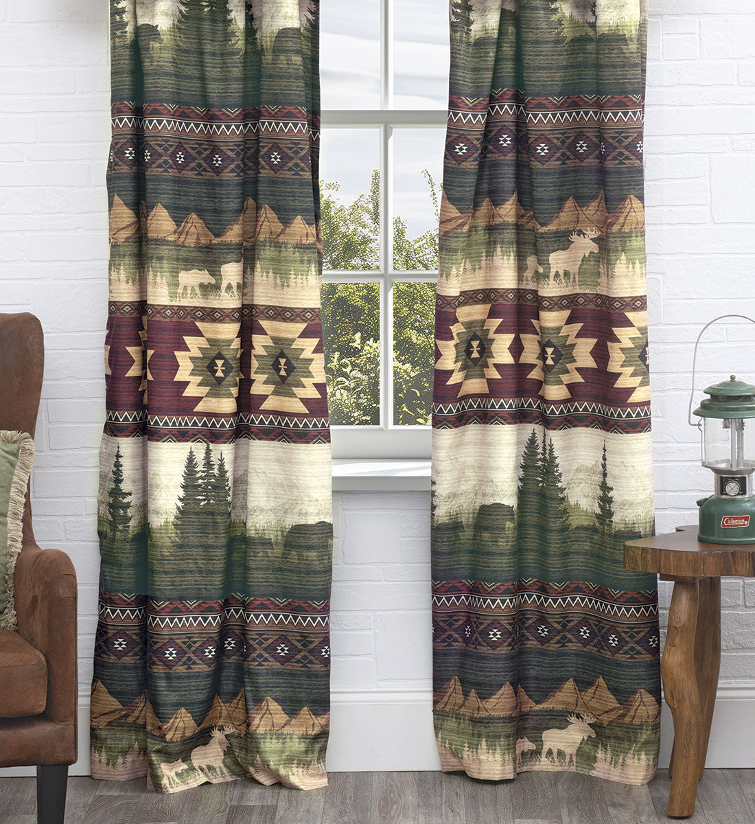 Mountain Meadow Moose & Bear Lined Drapes