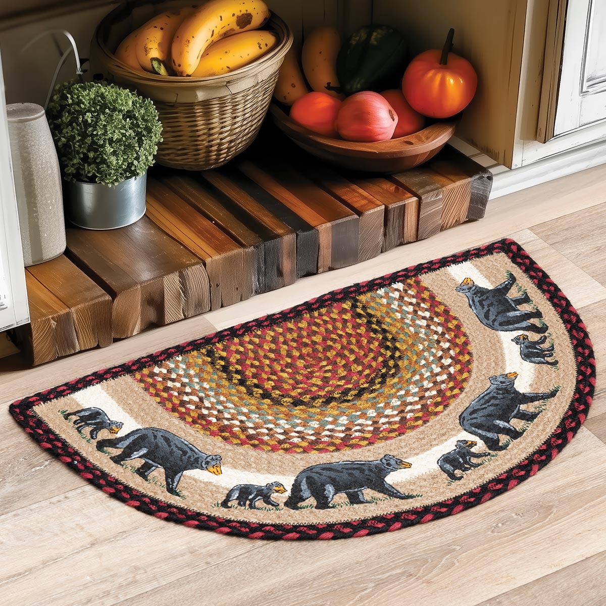 Bear Family Half-Round Braided Rug - OVERSTOCK