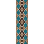 Southwestern Diamond Teal & Brown Rug - 2 x 8