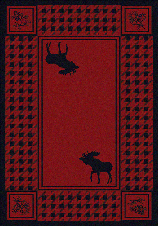 Moose Refuge Red Rug - 3 x 4