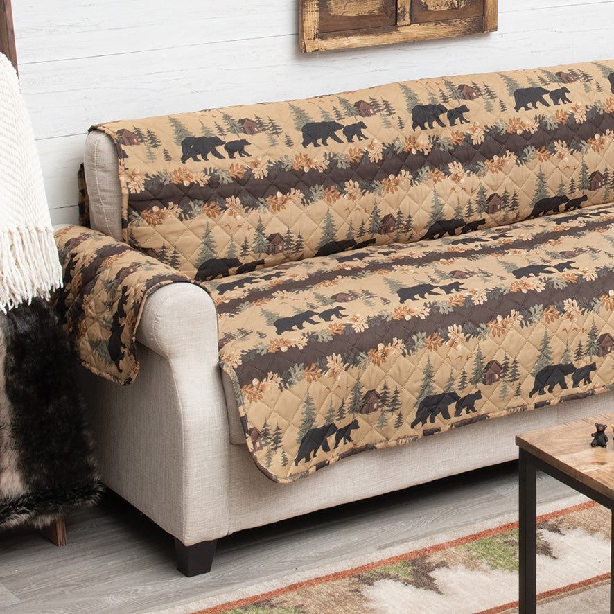 Cozy Cabin Bears Loveseat Cover