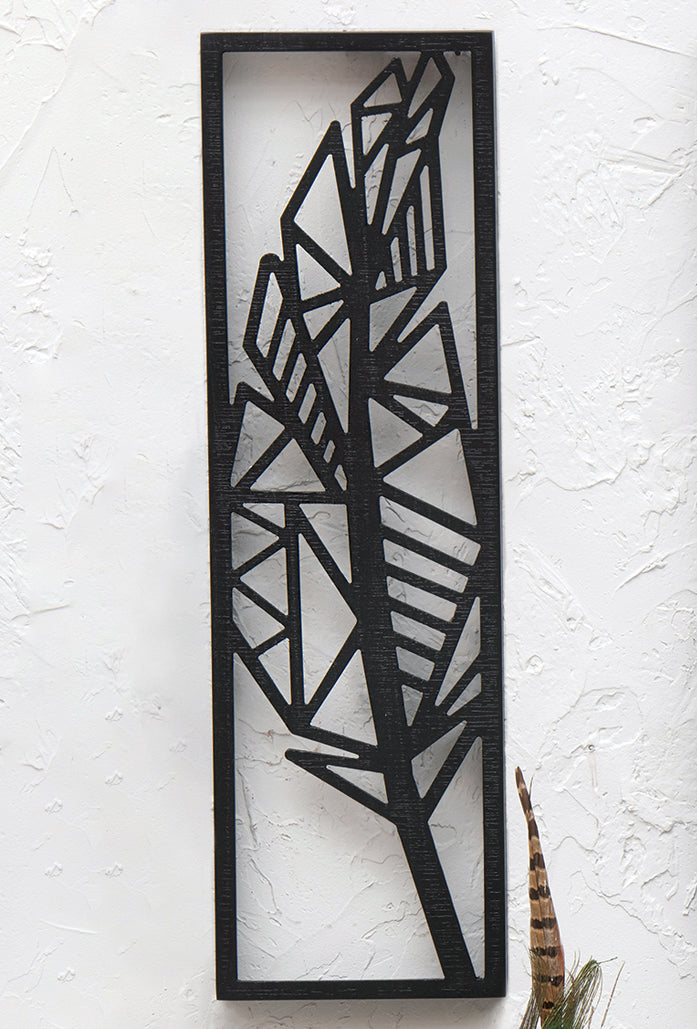 Abstract Feather Wood Wall Art - 2 - CLEARANCE