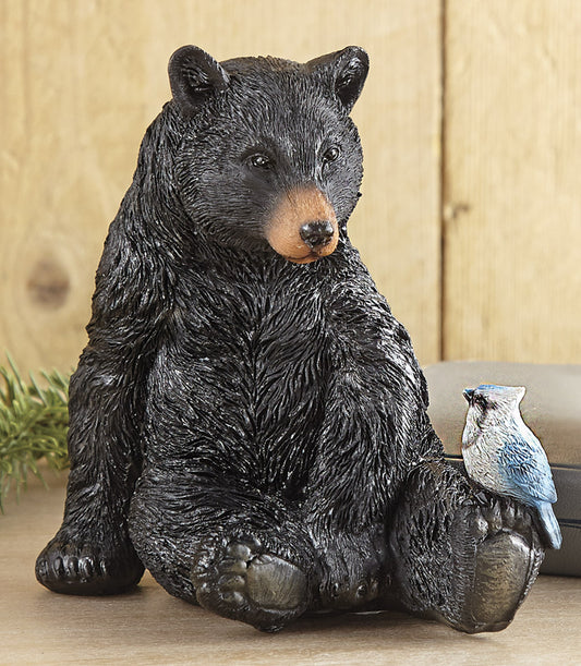 Bear & Blue Bird Sculpture - CLEARANCE