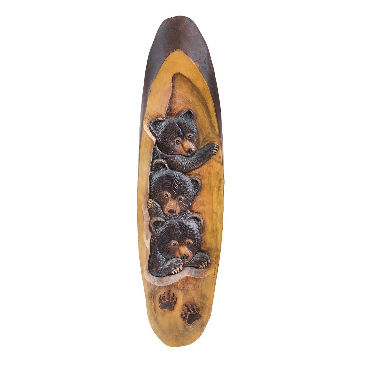 Three Bear Cubs Carved Wood Wall Art - OUT OF STOCK UNTIL 08/05/2026