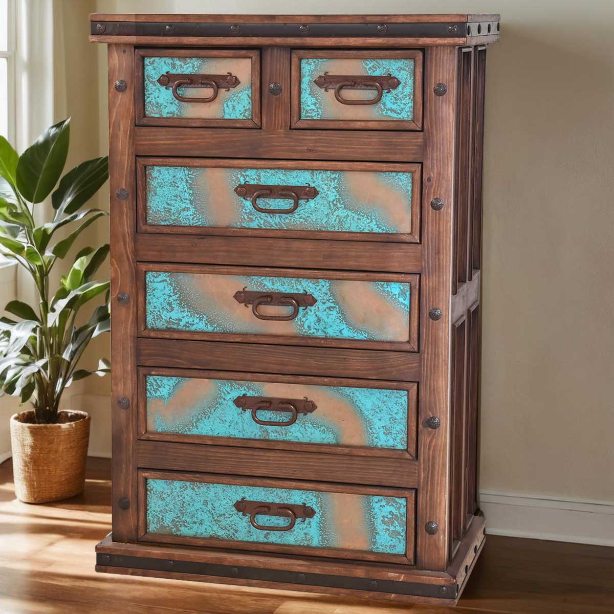 Turquoise Patina Copper Bedroom Furniture