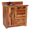 Barnwood Vanity with Carved Tree Design - 36 Inch