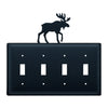 Wrought Iron Moose Quadruple Switch Cover