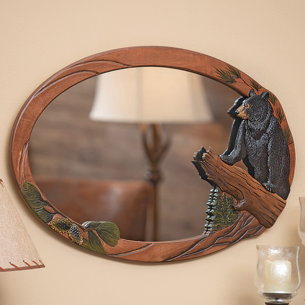 Bear Ridge Carved Wood Mirror - OUT OF STOCK UNTIL 06/23/2026