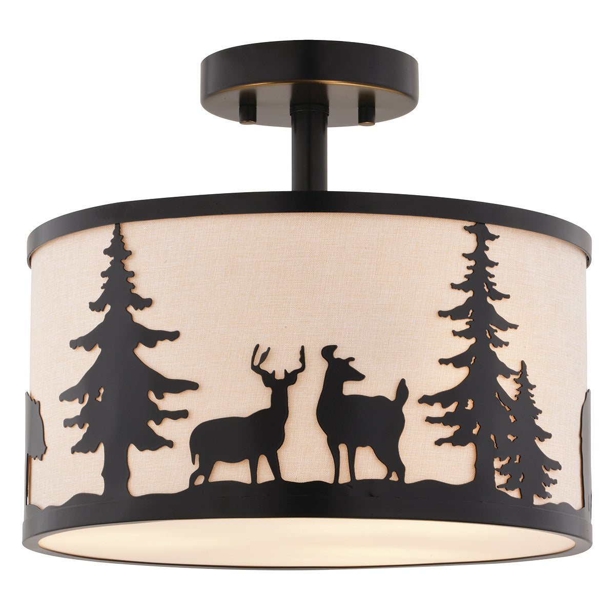 Wildlife Scene Silhouette Flush Mount Light