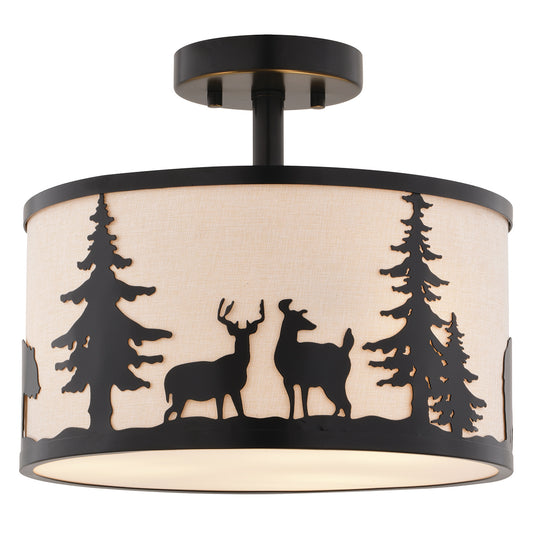 Wildlife Scene Silhouette Flush Mount Light