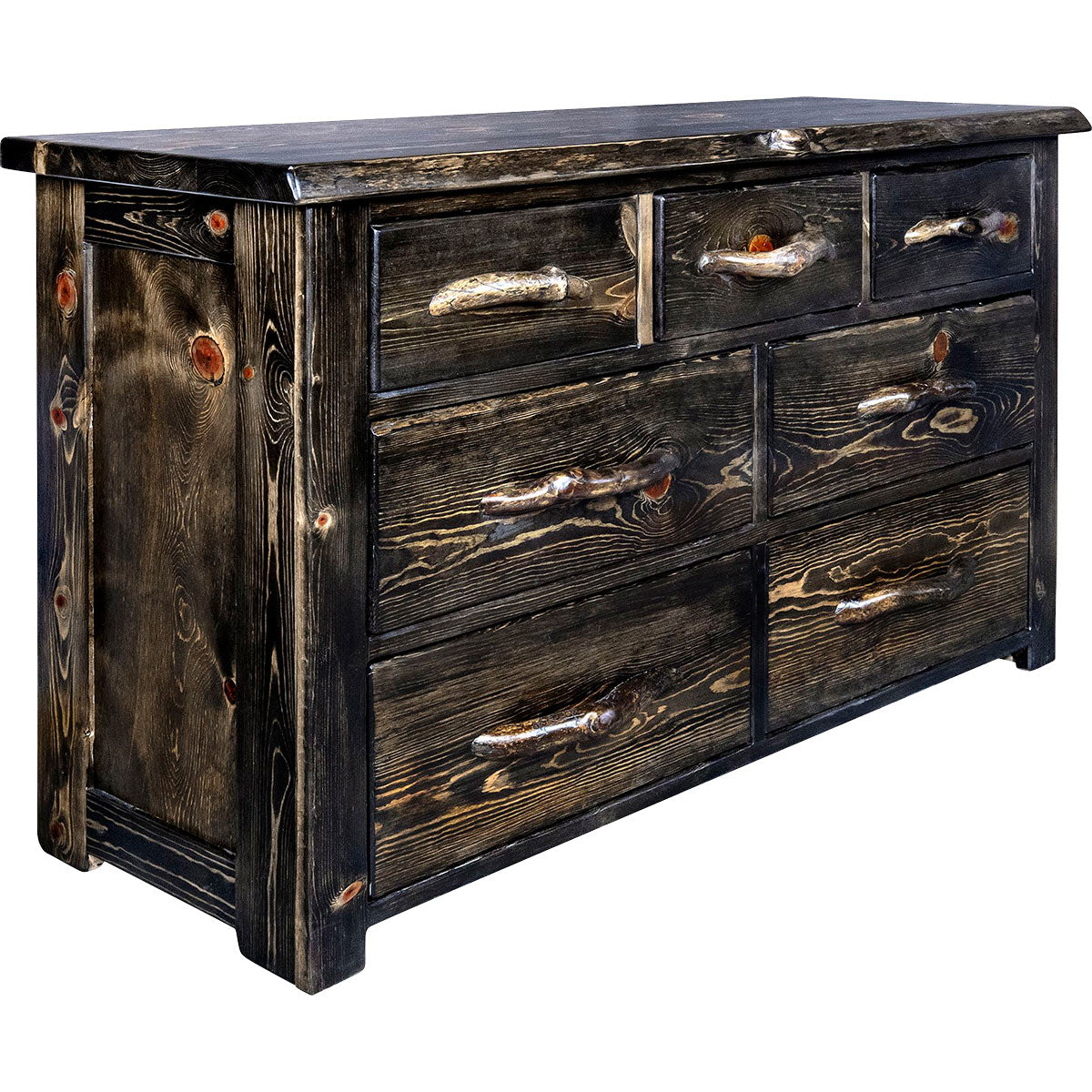 Lima Live Edge 7 Drawer Dresser - Jacobean Stain