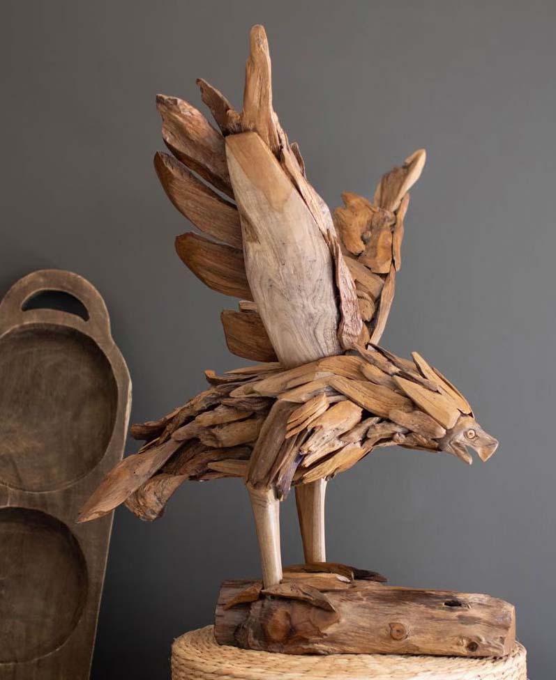 Teak American Eagle Sculpture - OUT OF STOCK UNTIL 08/12/2026
