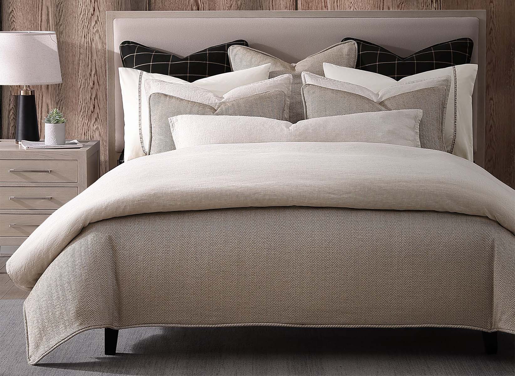 Herringbone Sand Comforter Set - Queen
