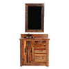 Barnwood Vanity with Carved Tree Design with Mirror - 36 Inch