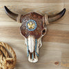 Bull Skull with Tooled Leather Design