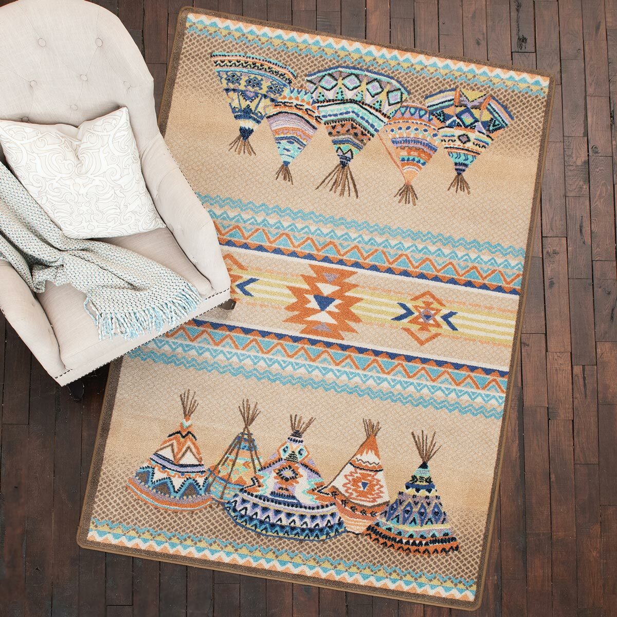 Southwest Tepees Natural Rug - 8 Ft. Round