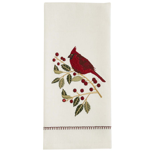 Cardinal & Berries Embroidered Dishtowels - Set of 4 - OUT OF STOCK UNTIL 06/24/2026