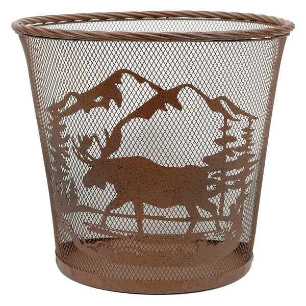 Moose Pond Metal Art Waste Basket - SALE