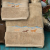 Running Horses Linen Embroidered Bath Towel