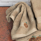 Pine Branch Linen Embroidered Wash Cloth