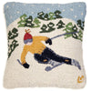 Tree Skier Hooked Wool Pillow