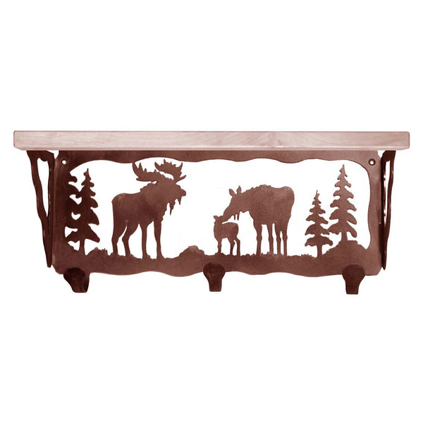 Moose Family Coat Rack with Shelf - 20 Inch