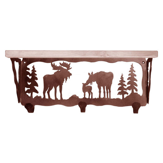 Moose Family Coat Rack with Shelf - 20 Inch