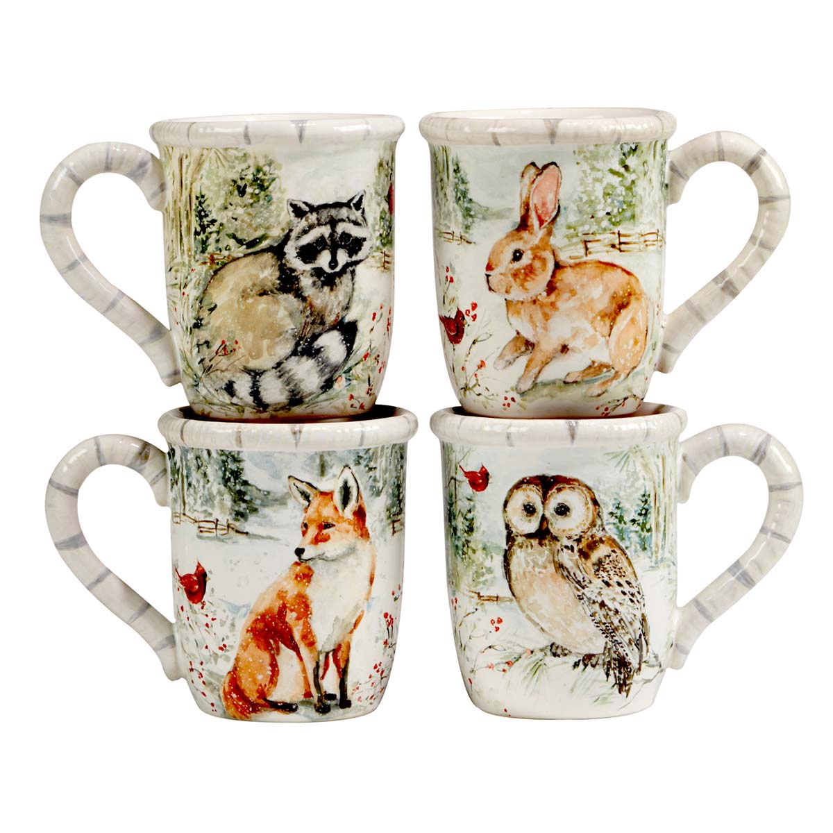 Winter Wildlife Mugs - Set of 4