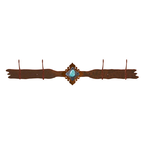 Turquoise Stone 4 Hook Coat Rack