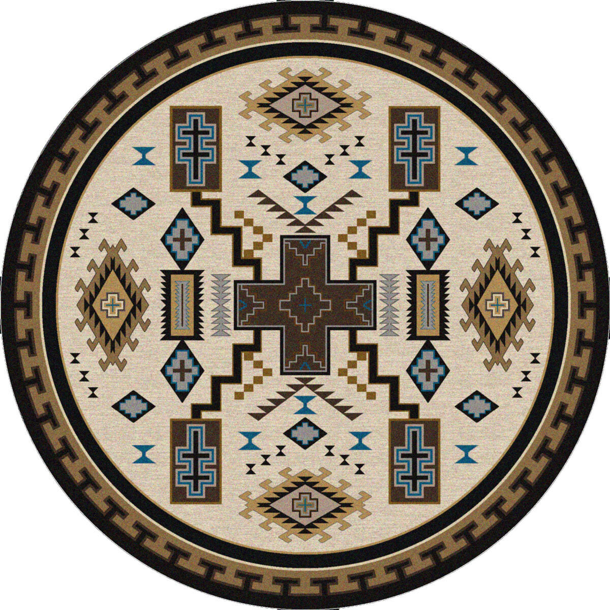 Double Cross Blue Rug - 8 Ft. Round