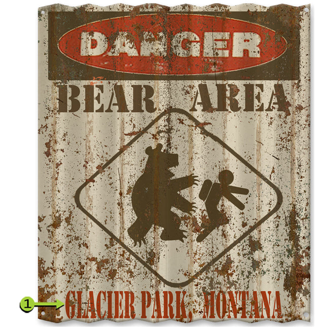 Danger: Bear Area Personalized Corrugated Metal Sign