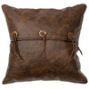 Leather Pillow with Antler Buttons - Fabric Back