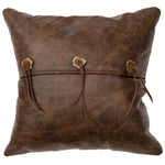 Leather Pillow with Antler Buttons - Fabric Back